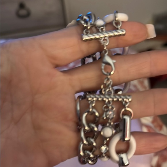 Lia Sophia Silver and White Layered Bracelet - Picture 3 of 4